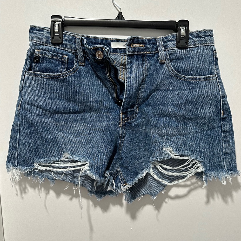 Kancan Shorts Kancan High Rise Distressed Frayed Hem Denim Shorts